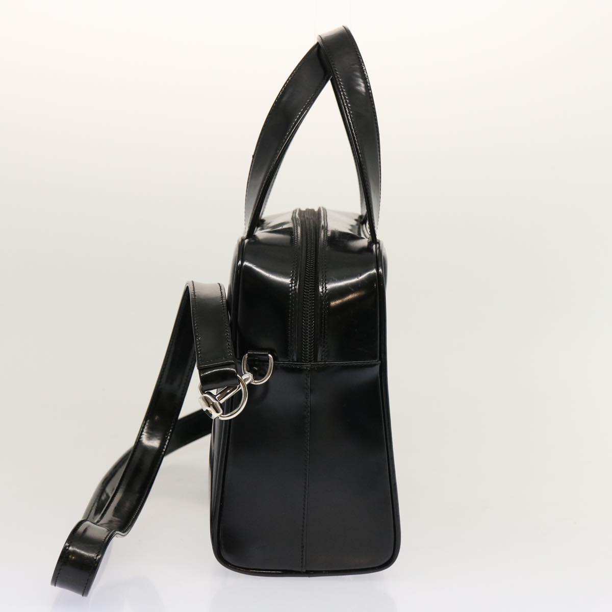 GUCCI Hand Bag Patent leather 2way Black 000 1274 0505 Auth 70336