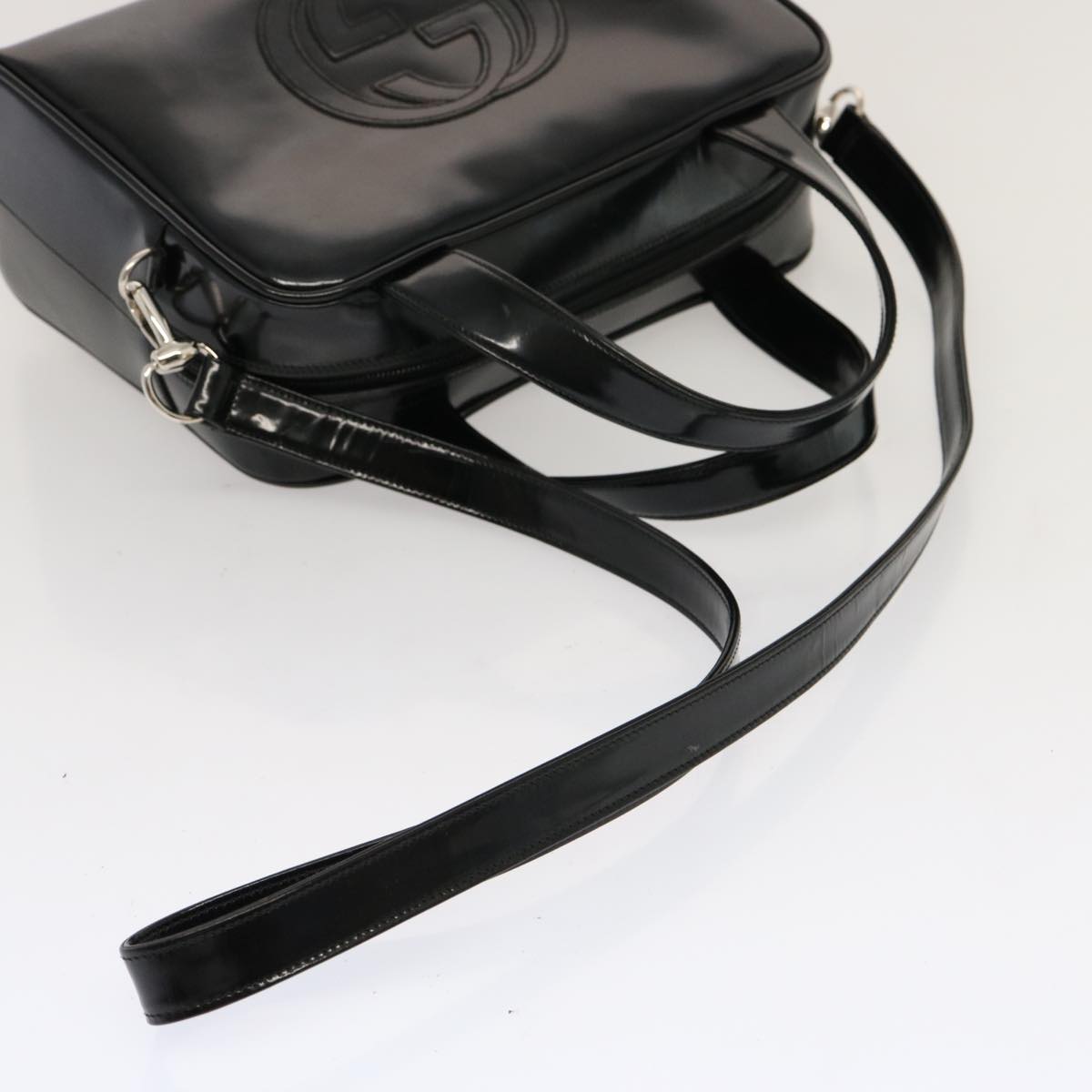 GUCCI Hand Bag Patent leather 2way Black 000 1274 0505 Auth 70336