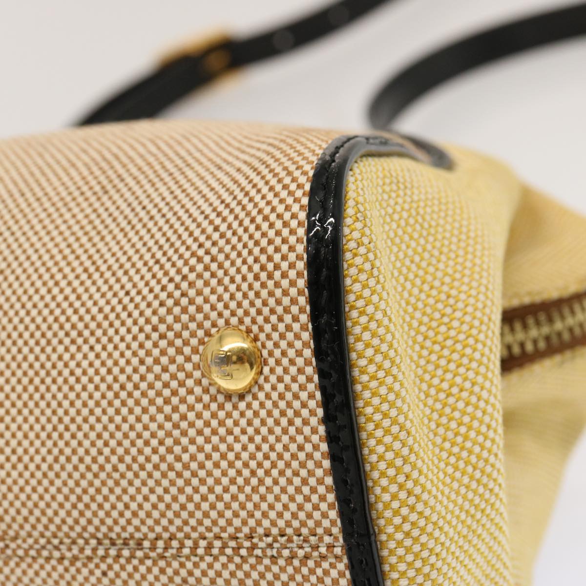 FENDI Hand Bag Canvas 2way Beige Auth 70343