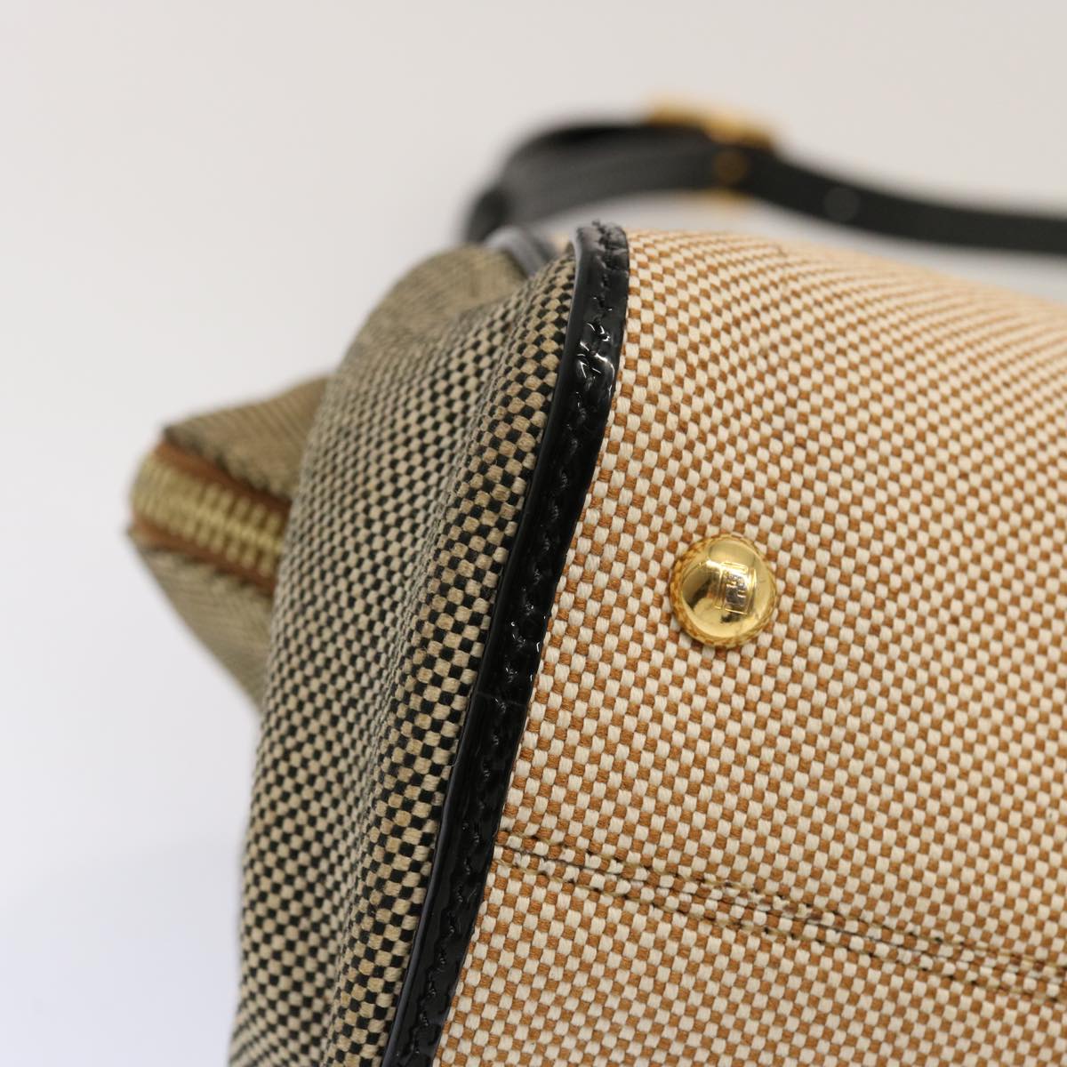 FENDI Hand Bag Canvas 2way Beige Auth 70343