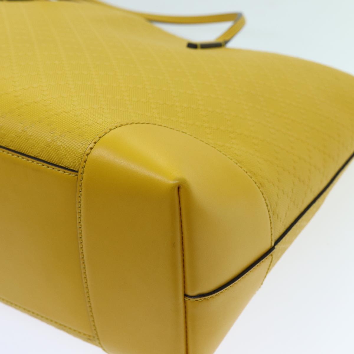 GUCCI Diamante Tote Bag Leather Yellow 353397 Auth 70355