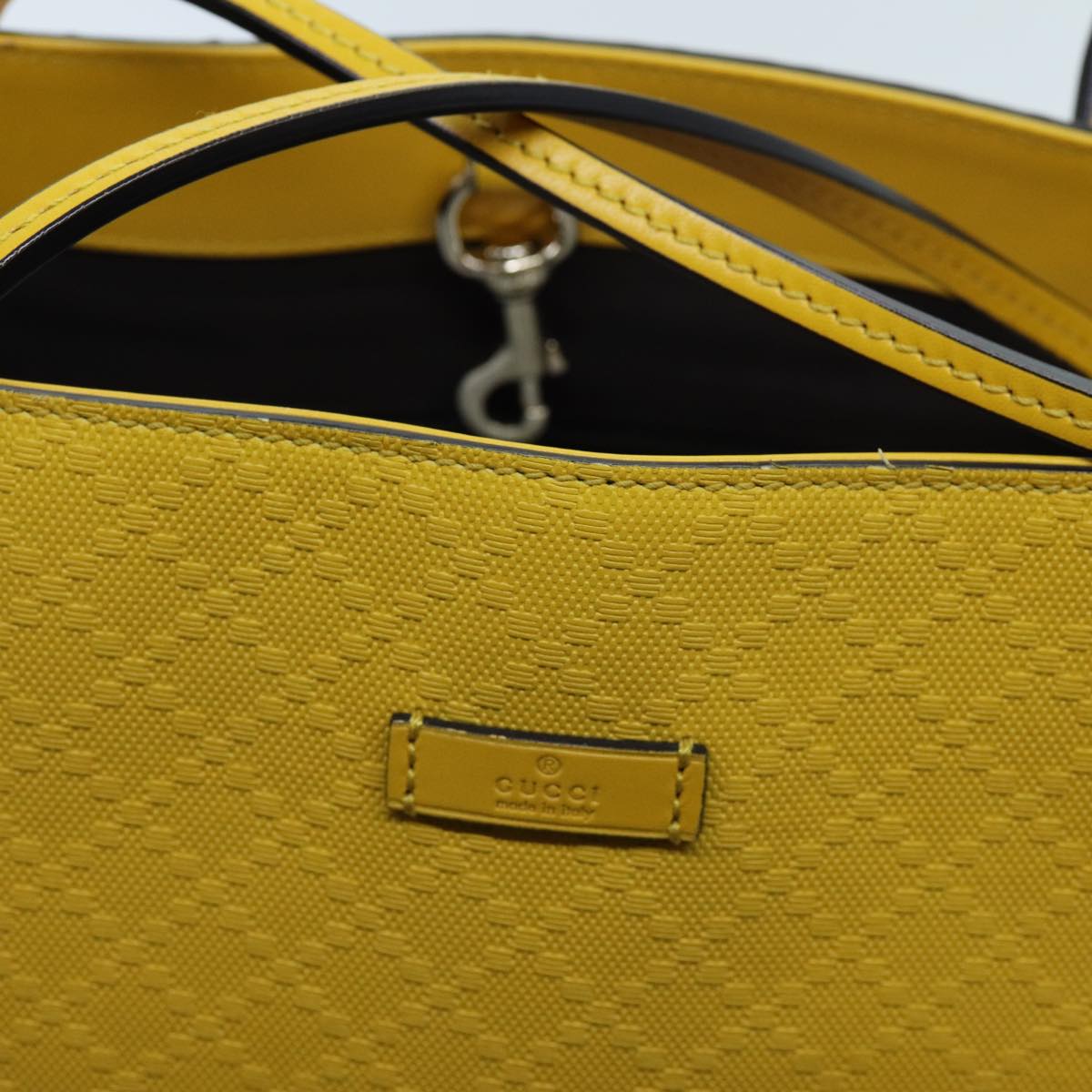 GUCCI Diamante Tote Bag Leather Yellow 353397 Auth 70355