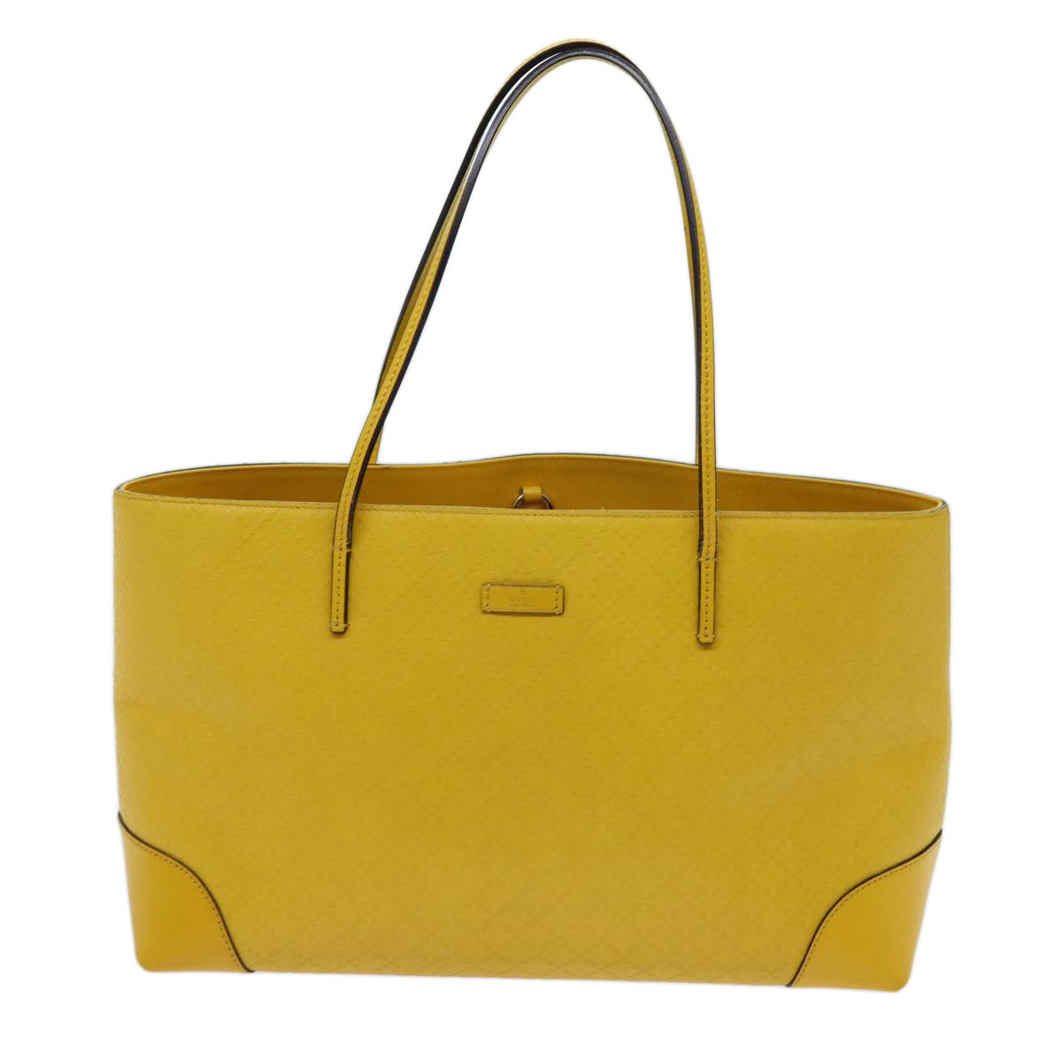 GUCCI Diamante Tote Bag Leather Yellow 353397 Auth 70355