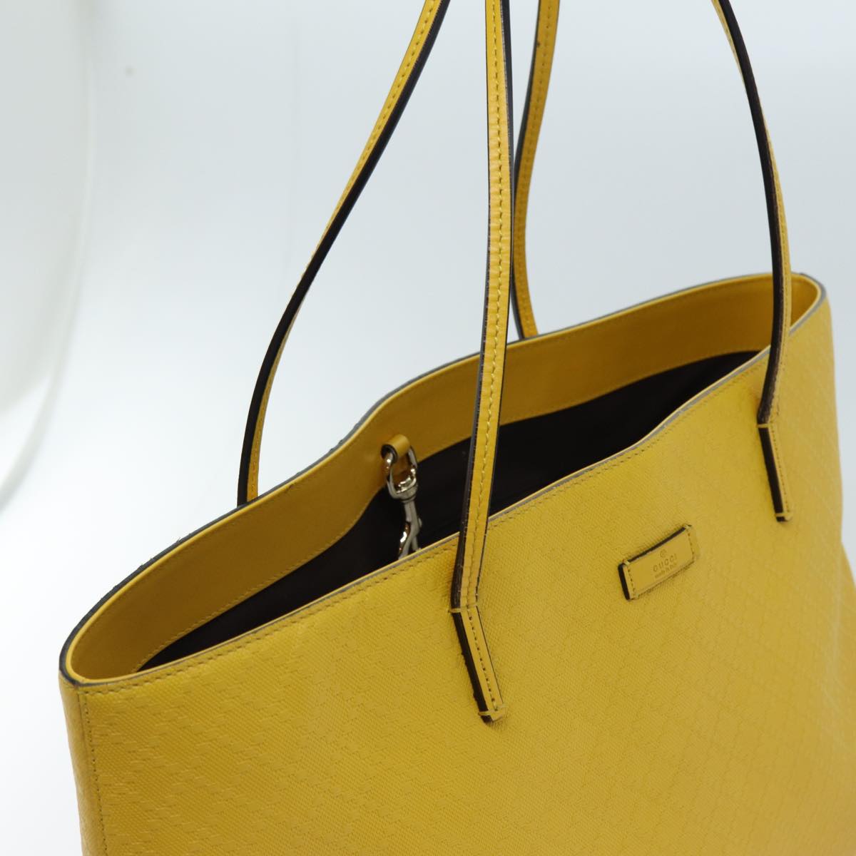 GUCCI Diamante Tote Bag Leather Yellow 353397 Auth 70355