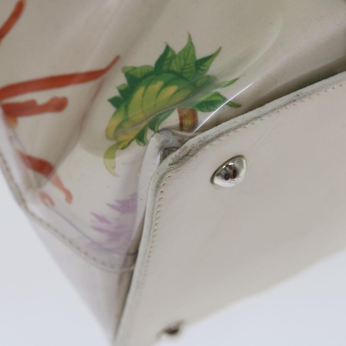 Salvatore Ferragamo Tote Bag Vinyl Beige 293578 Auth 70358