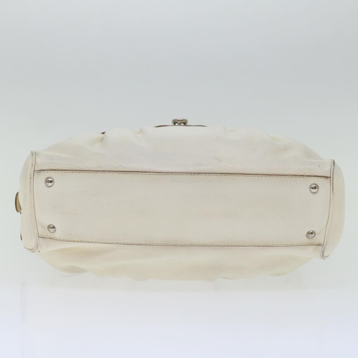 Salvatore Ferragamo Gancini Shoulder Bag Leather White Auth 70361