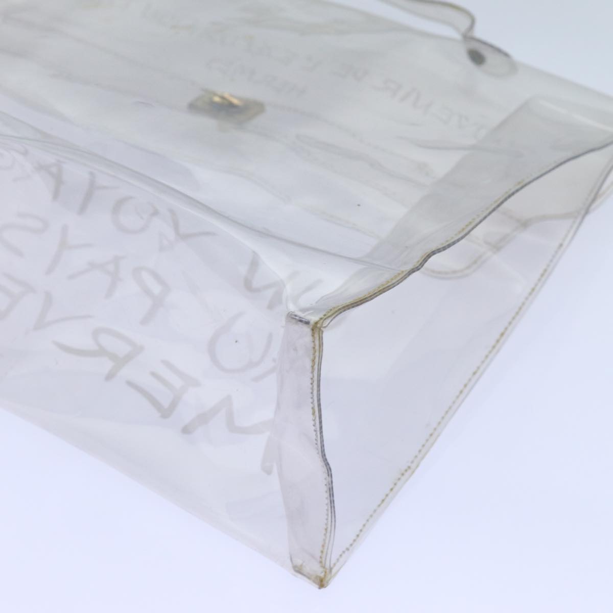 HERMES Vinyl Kelly Hand Bag Vinyl Clear Auth 70364