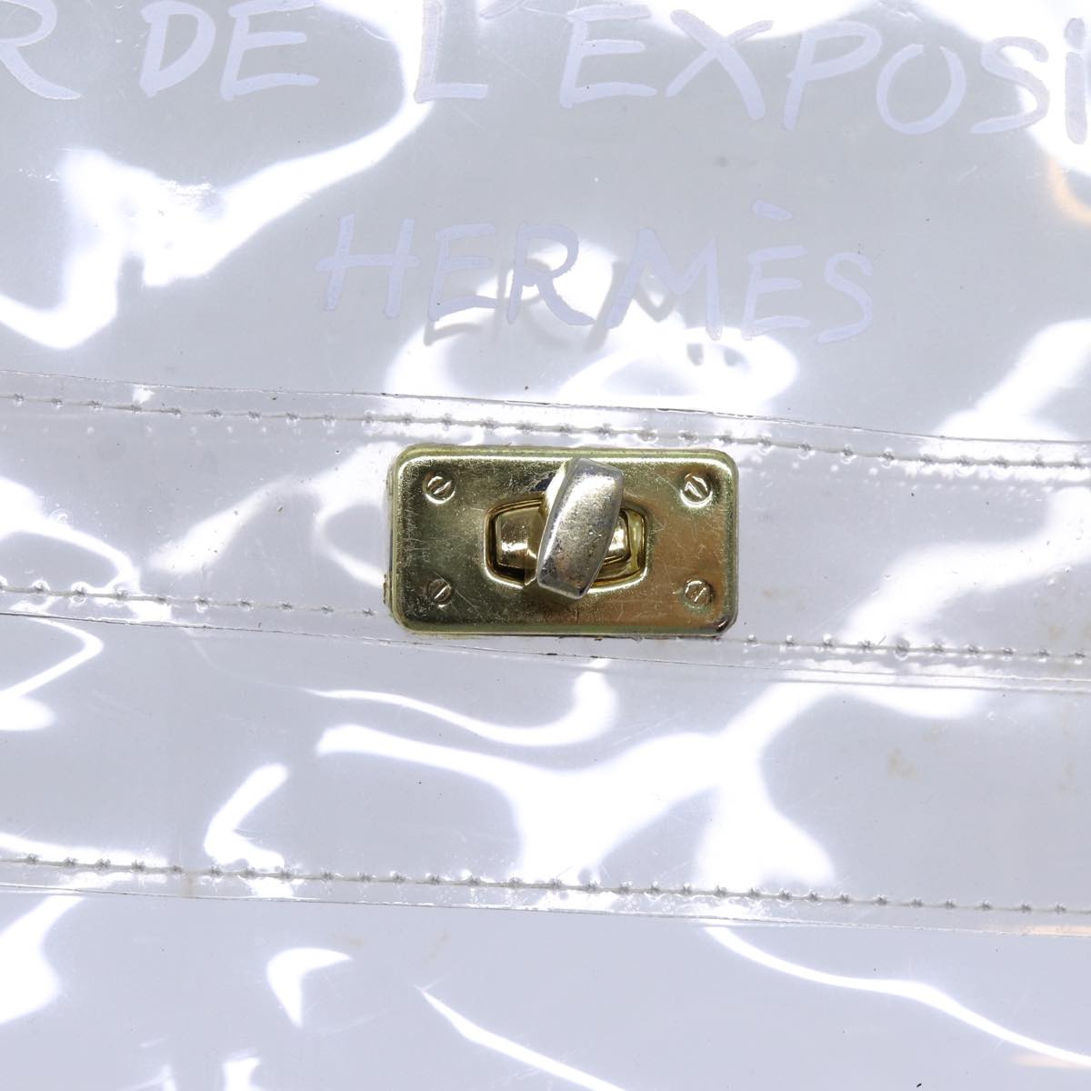 HERMES Vinyl Kelly Hand Bag Vinyl Clear Auth 70364