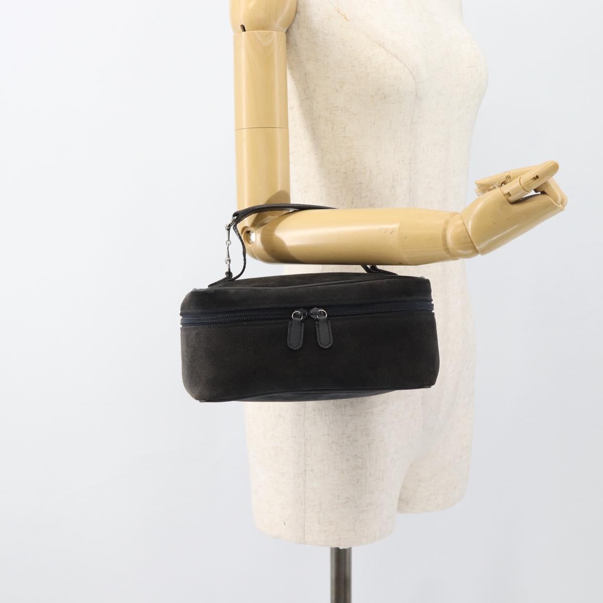 GUCCI Vanity Cosmetic Pouch Suede Black 032 1705 0140 Auth 70384