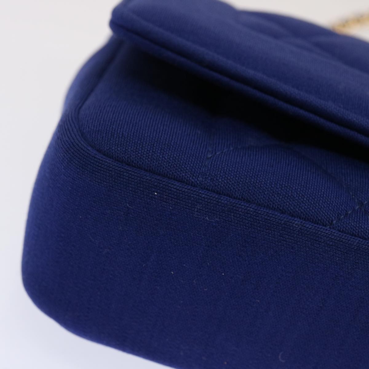 CHANEL Diana Matelasse Chain Shoulder Bag Canvas Blue Gold CC Auth 70391SAM