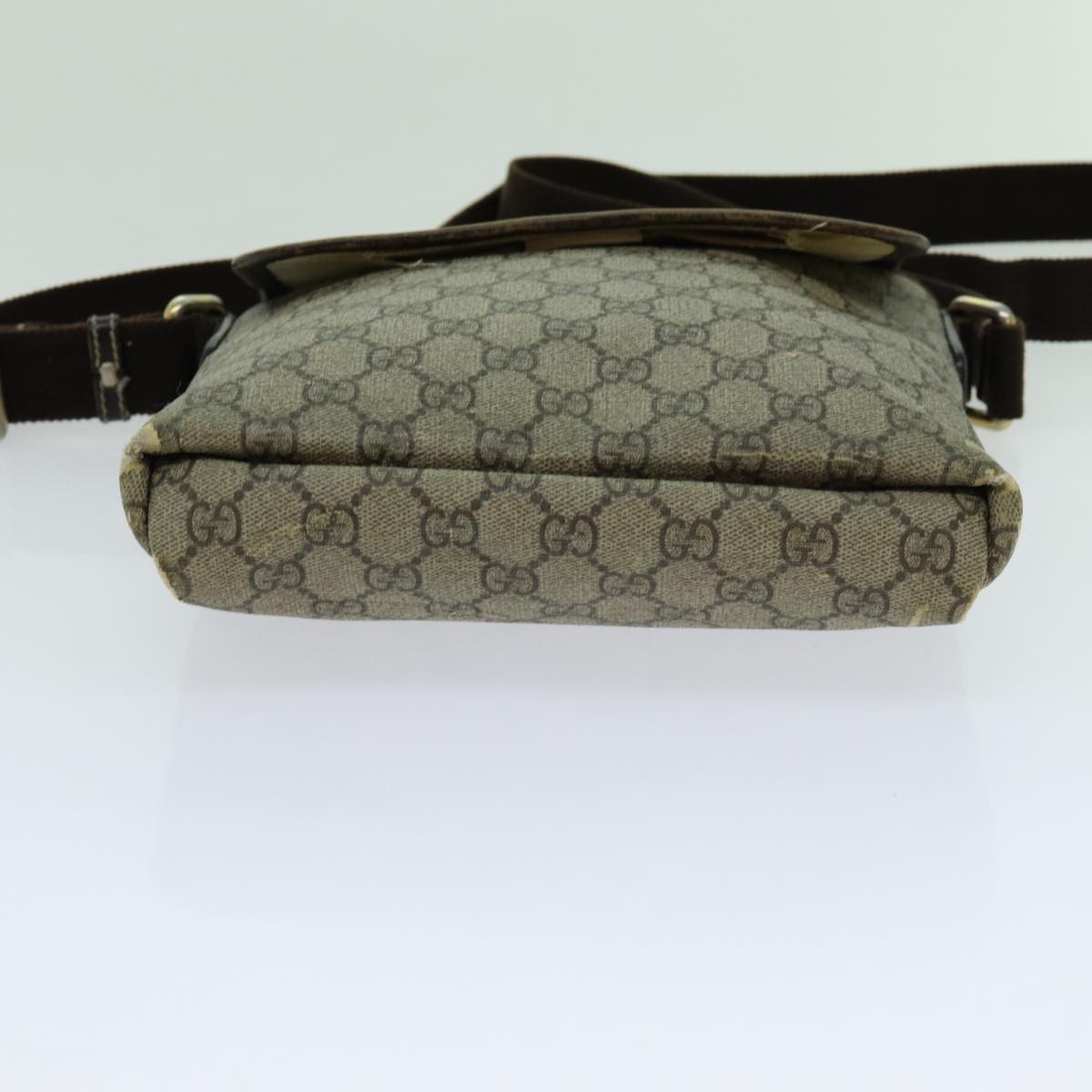 GUCCI GG Supreme Shoulder Bag PVC Beige 223666 Auth 70394