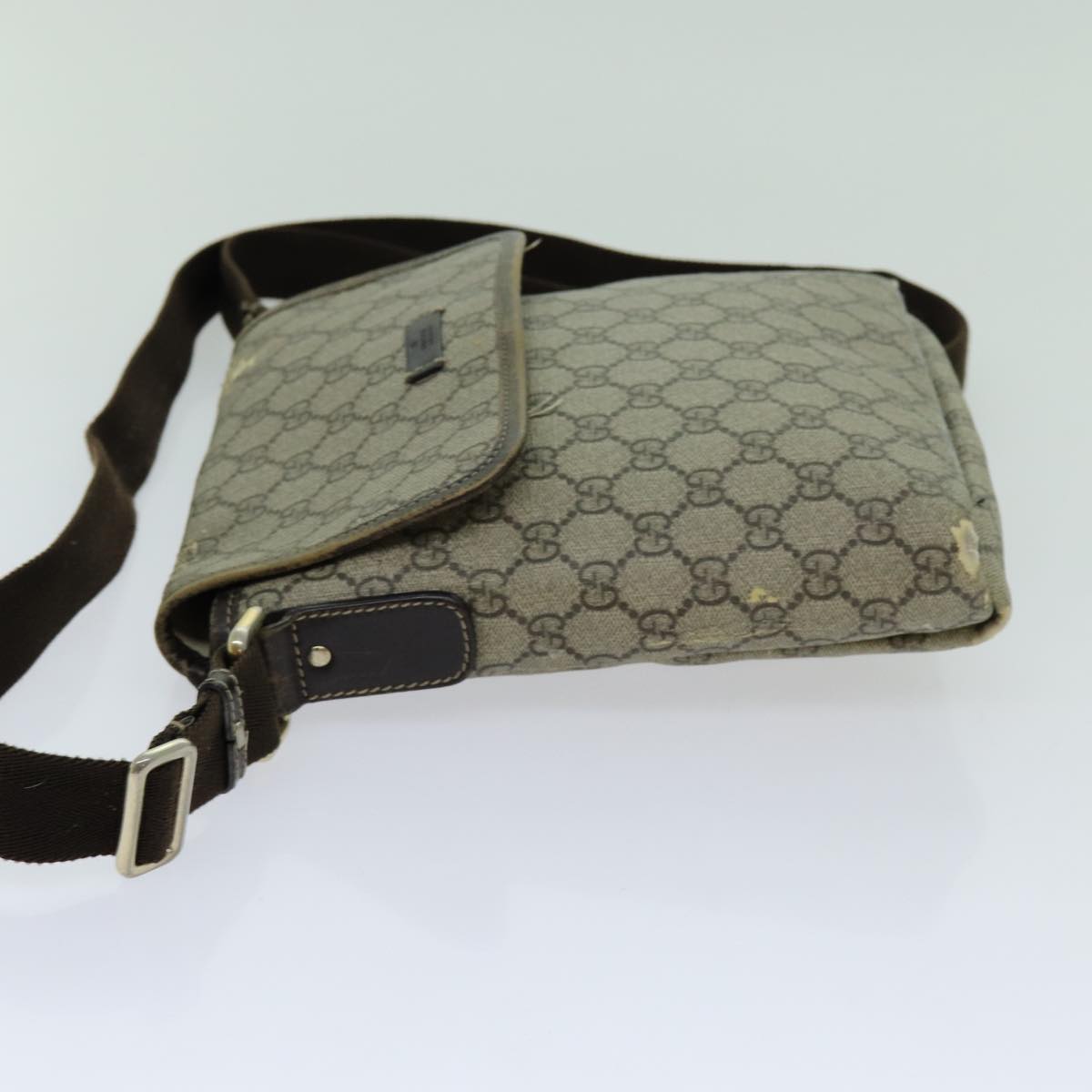 GUCCI GG Supreme Shoulder Bag PVC Beige 223666 Auth 70394