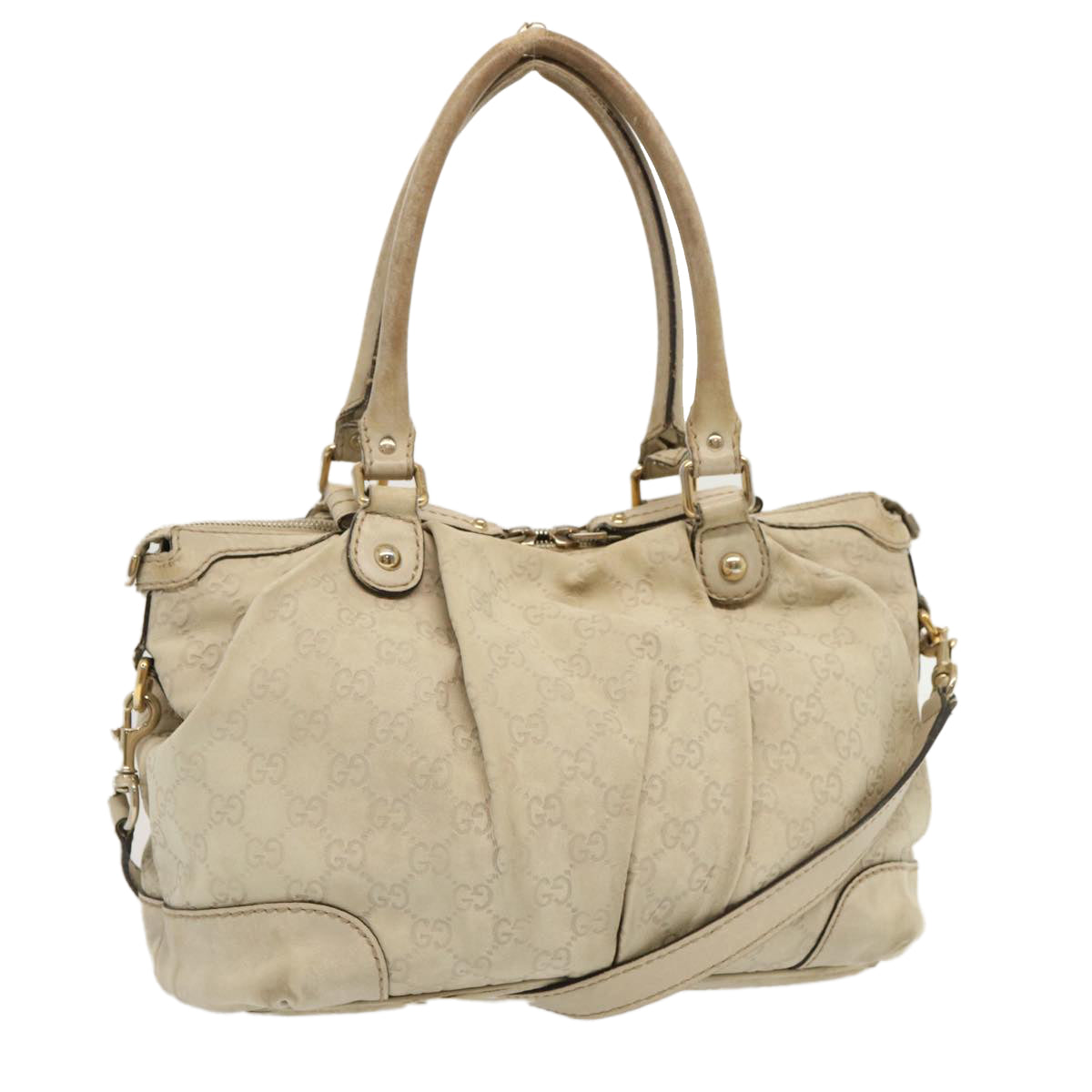 GUCCI GG Canvas Guccissima Hand Bag 2way Beige 247902 Auth 70399