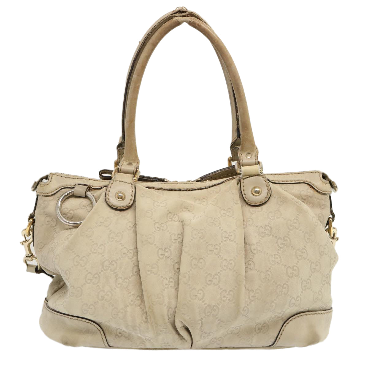 GUCCI GG Canvas Guccissima Hand Bag 2way Beige 247902 Auth 70399