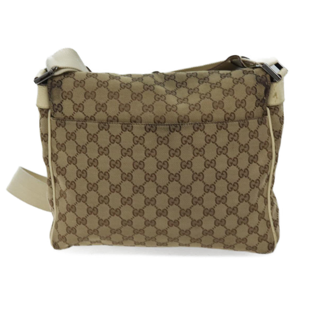 GUCCI GG Canvas Shoulder Bag Beige 146236 Auth 70400