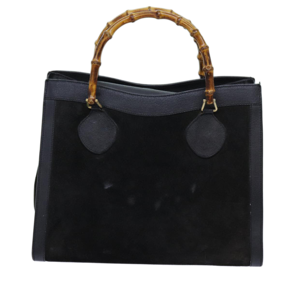 GUCCI Bamboo Tote Bag Suede Black 002 1186 0260 Auth 70415