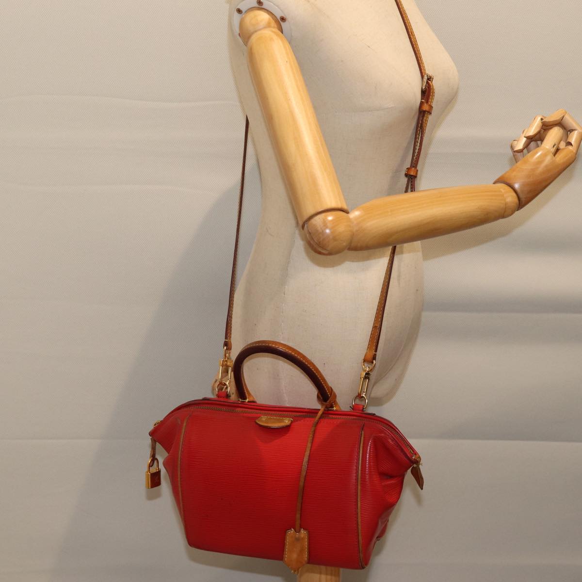 LOUIS VUITTON Epi Dog BB Hand Bag 2way Red Coklico M93249 LV Auth 70439