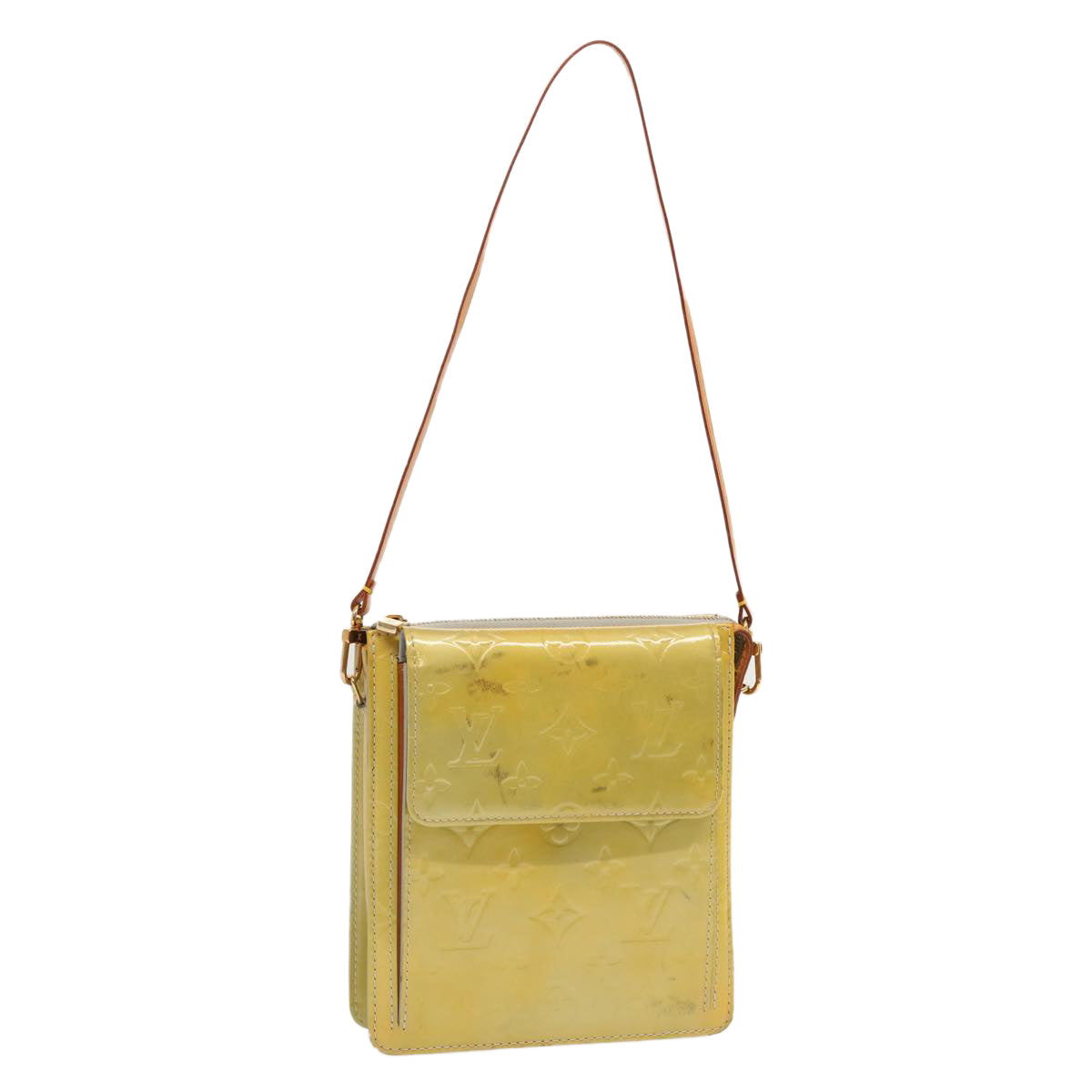 LOUIS VUITTON Monogram Vernis Motto Accessory Pouch Gris M91030 LV Auth 70506