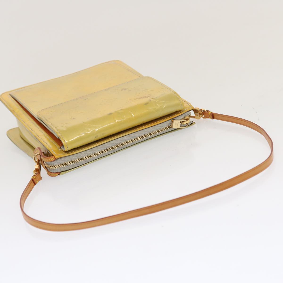 LOUIS VUITTON Monogram Vernis Motto Accessory Pouch Gris M91030 LV Auth 70506