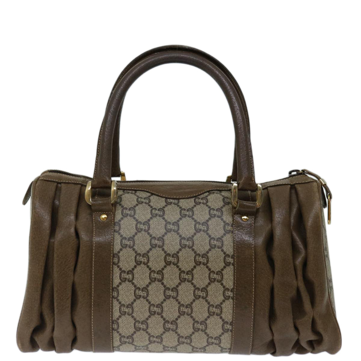 GUCCI GG PLUS Canvas Hand Bag PVC Beige Brown Auth 70578