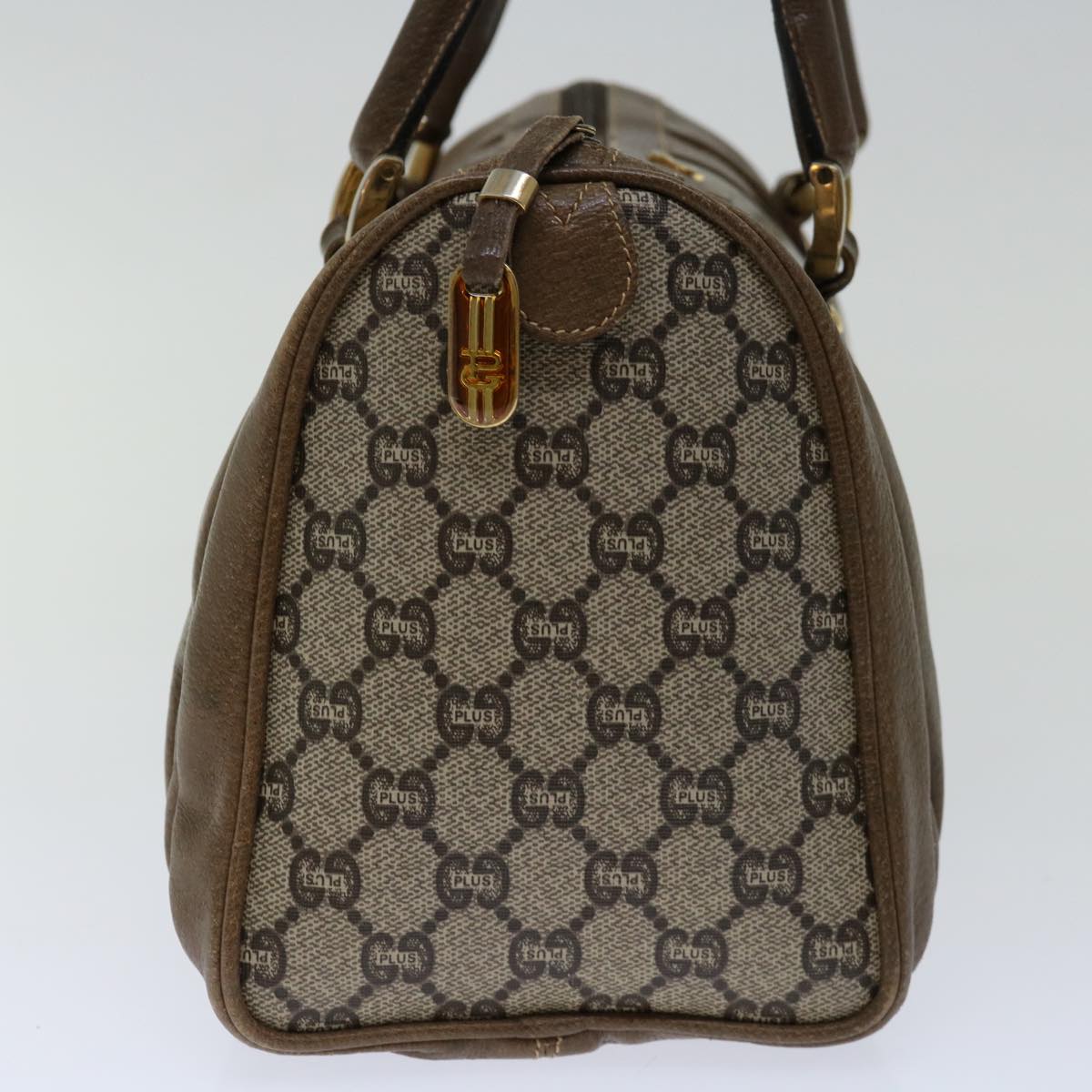 GUCCI GG PLUS Canvas Hand Bag PVC Beige Brown Auth 70578