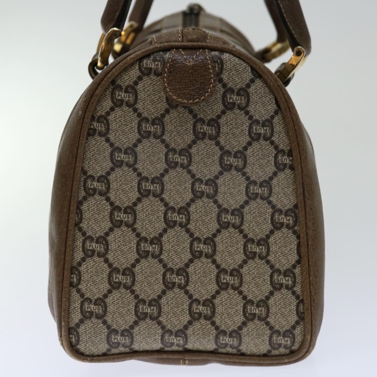 GUCCI GG PLUS Canvas Hand Bag PVC Beige Brown Auth 70578