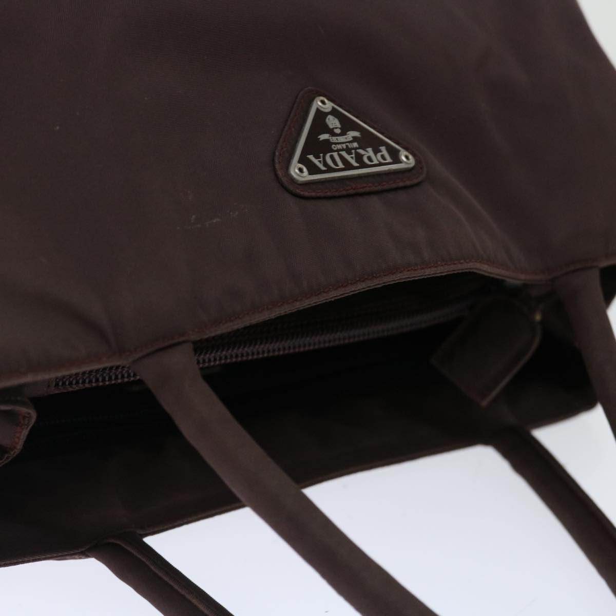 PRADA Hand Bag Nylon Brown Auth 70593