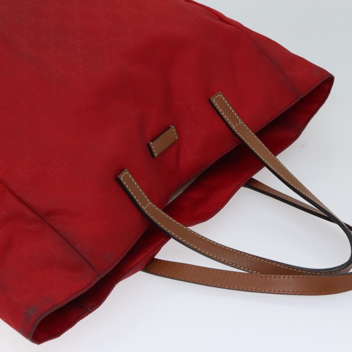 GUCCI GG Canvas Tote Bag Red 282439 Auth 70608