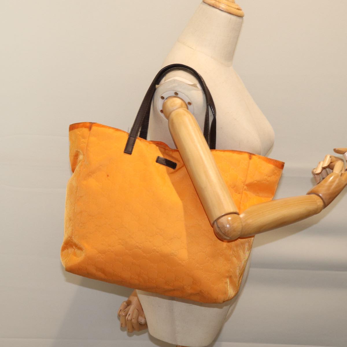 GUCCI GG Canvas Tote Bag Orange 282439 Auth 70609