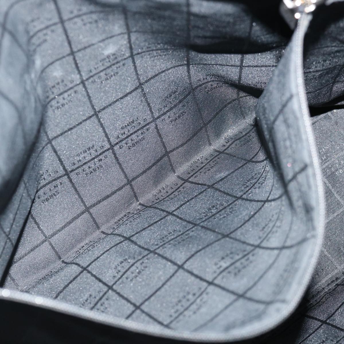 CELINE Macadam Canvas Tote Bag Enamel Silver Black Auth 70632