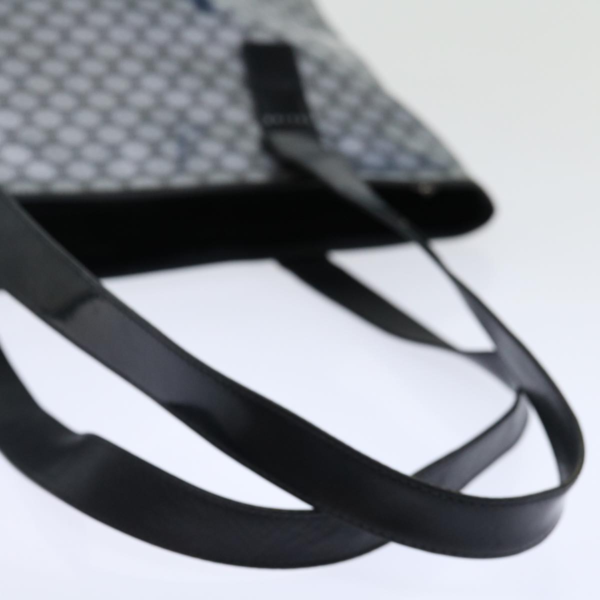 CELINE Macadam Canvas Tote Bag Enamel Silver Black Auth 70632