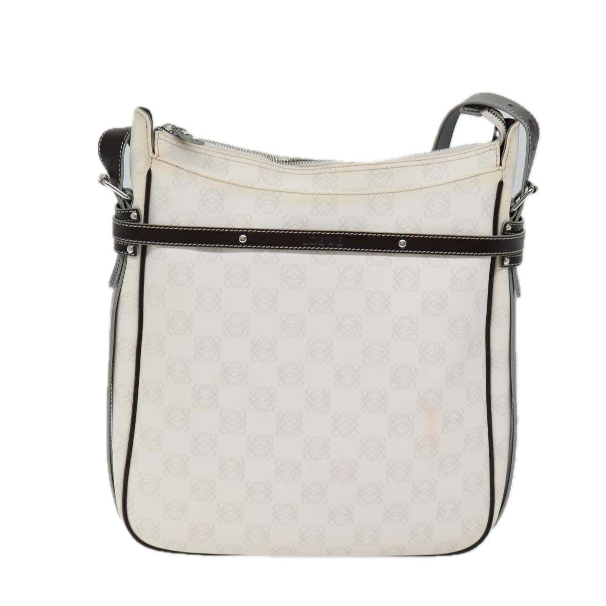 LOEWE Anagram Shoulder Bag PVC White Auth 70655