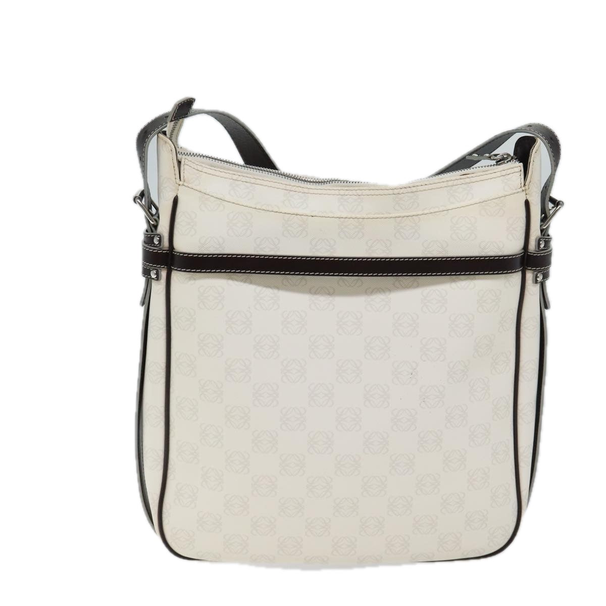 LOEWE Anagram Shoulder Bag PVC White Auth 70655