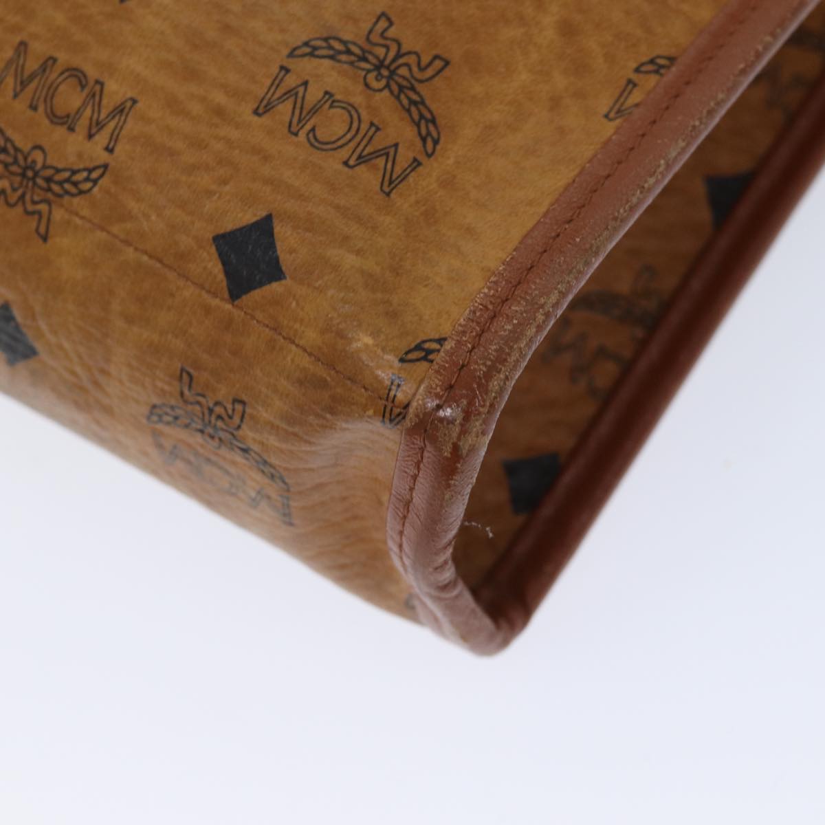 MCM Vicetos Logogram Clutch Bag PVC Leather White Auth 70659