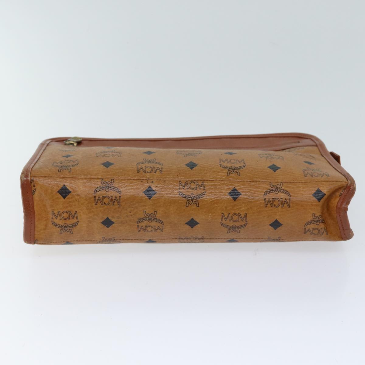 MCM Vicetos Logogram Clutch Bag PVC Leather White Auth 70659