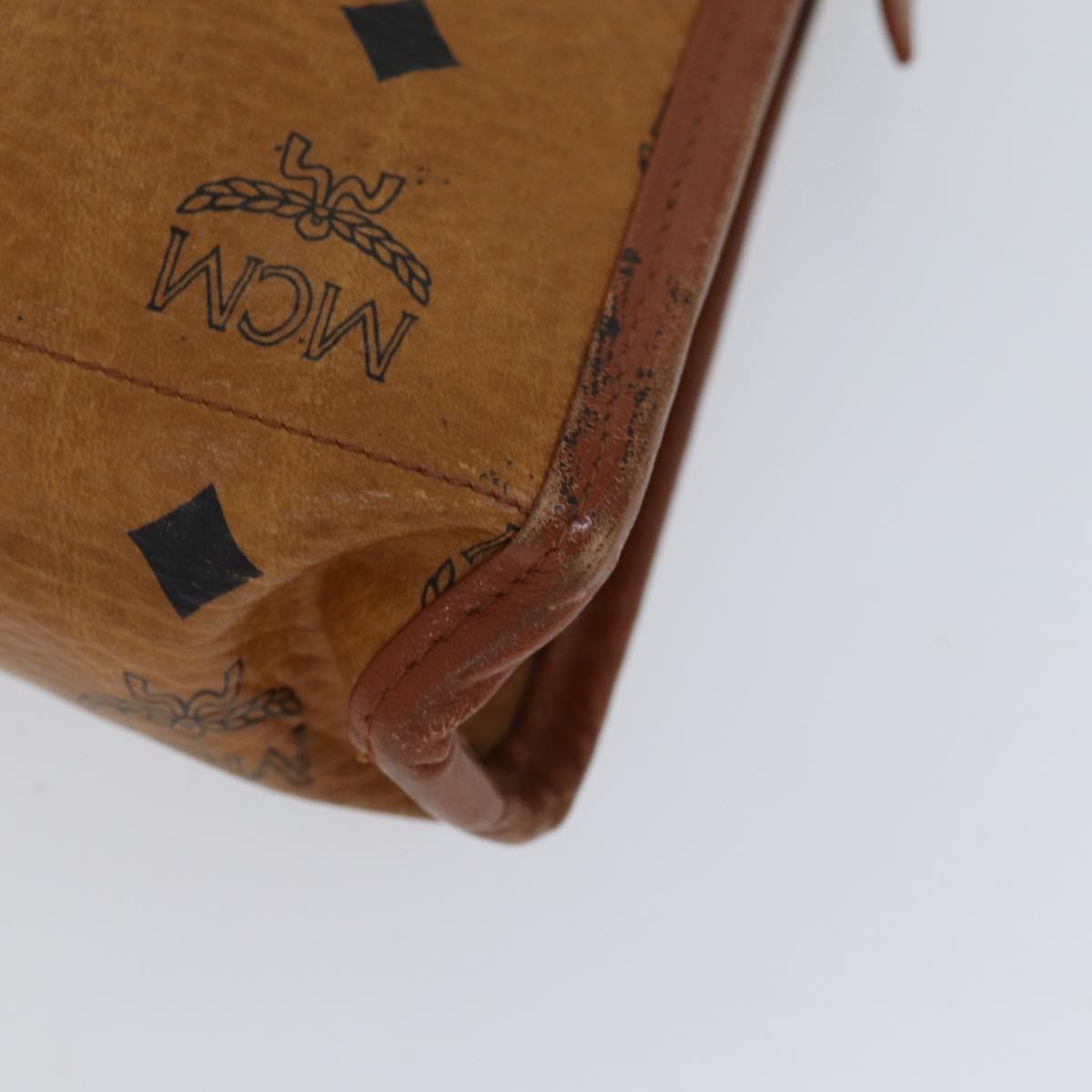 MCM Vicetos Logogram Clutch Bag PVC Leather White Auth 70659