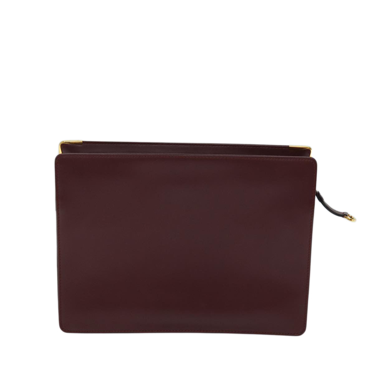 CARTIER Clutch Bag Leather Bordeaux Auth 70664