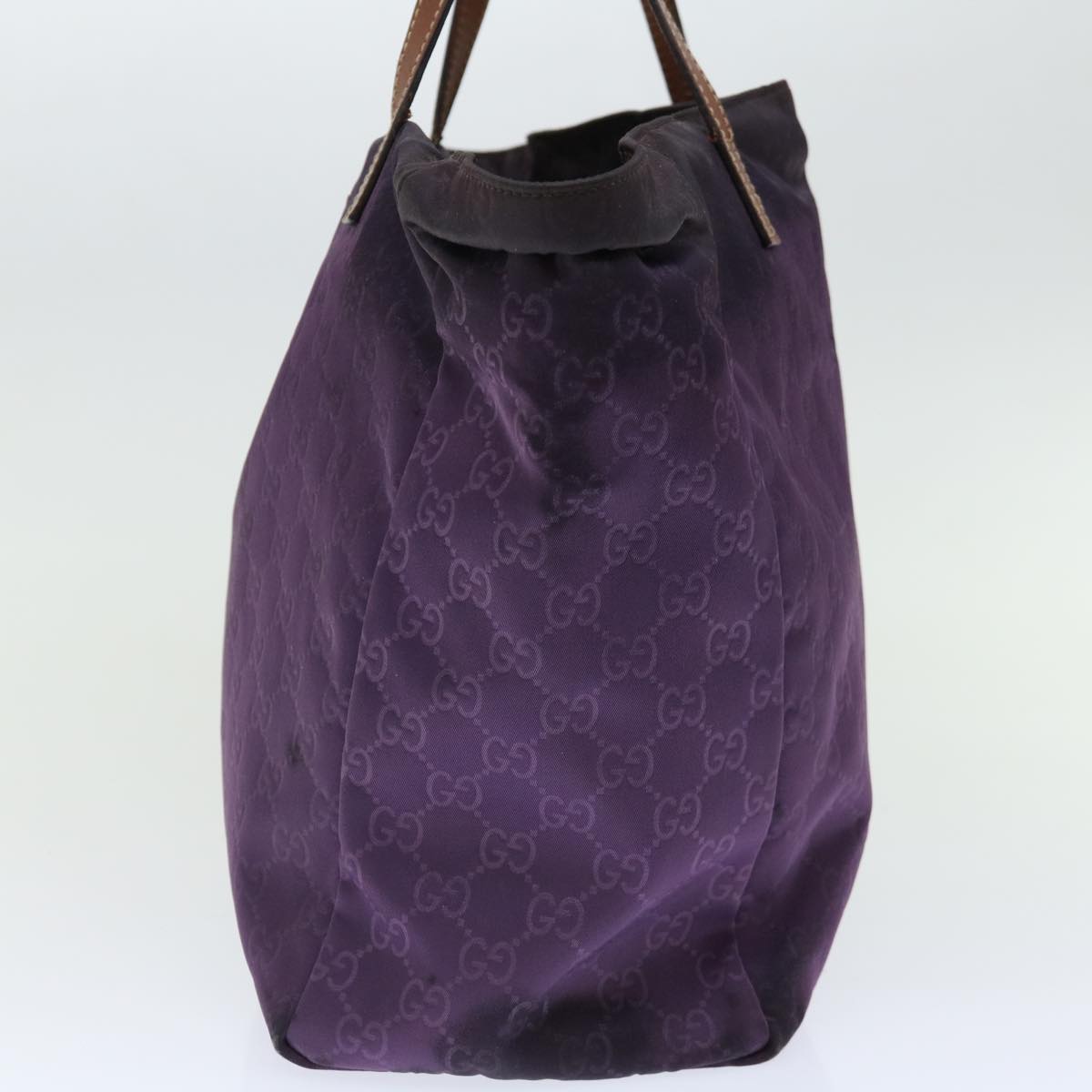 GUCCI GG Canvas Tote Bag Nylon Purple 282439 Auth 70679