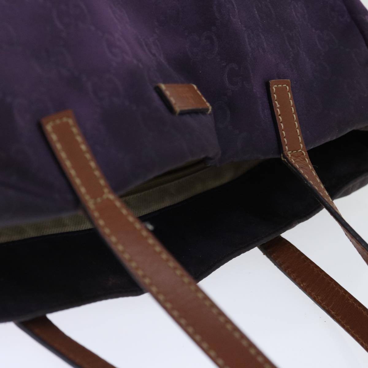 GUCCI GG Canvas Tote Bag Nylon Purple 282439 Auth 70679