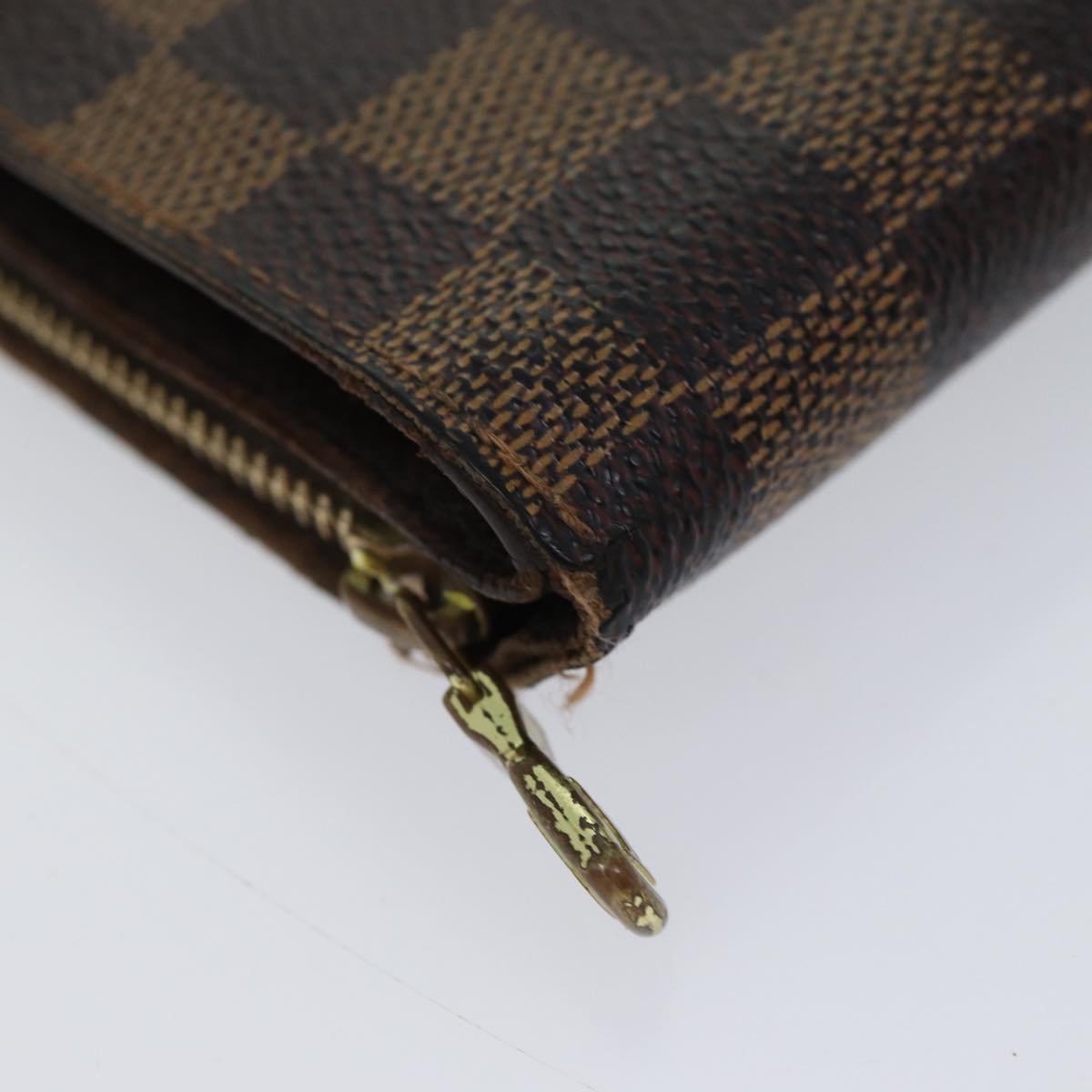 LOUIS VUITTON Damier Ebene Compact Zip Wallet N61668 LV Auth 70692