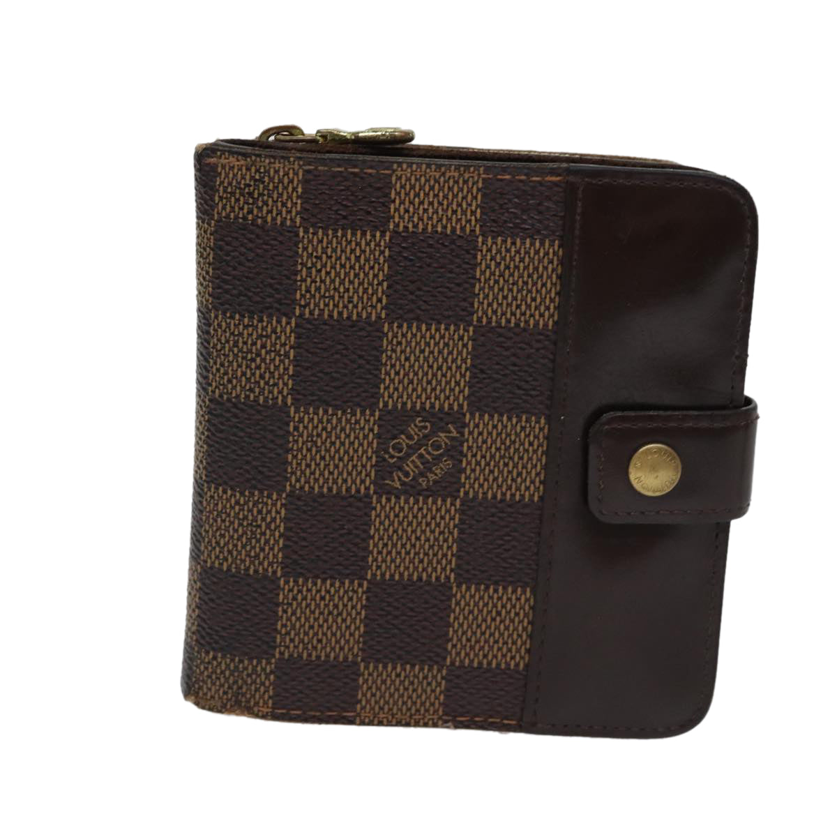 LOUIS VUITTON Damier Ebene Compact Zip Wallet N61668 LV Auth 70692