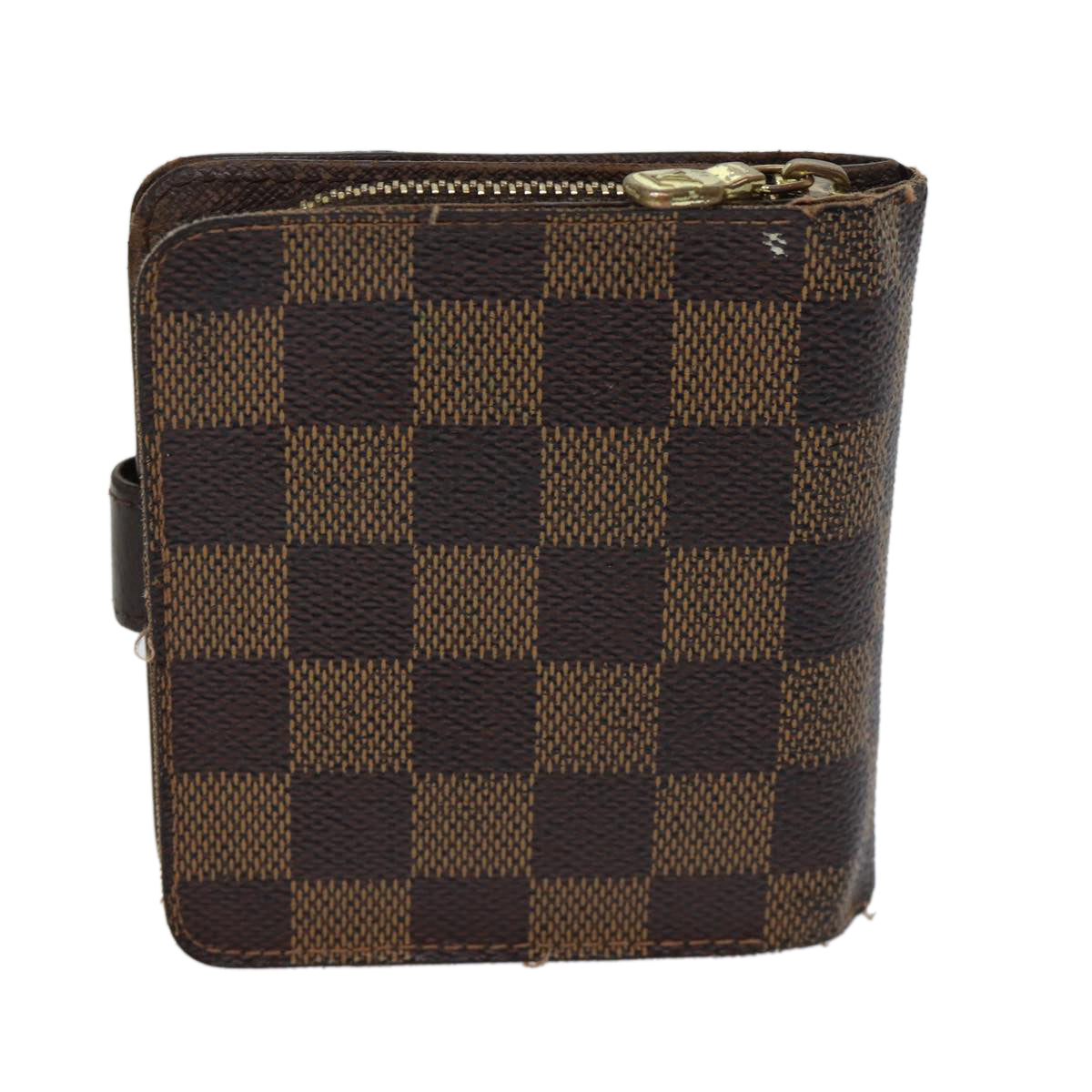 LOUIS VUITTON Damier Ebene Compact Zip Wallet N61668 LV Auth 70692