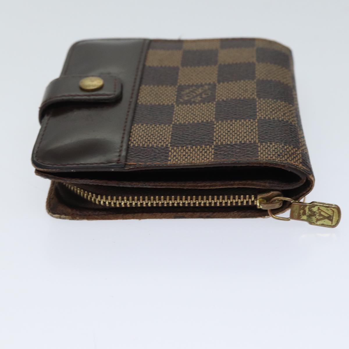 LOUIS VUITTON Damier Ebene Compact Zip Wallet N61668 LV Auth 70692