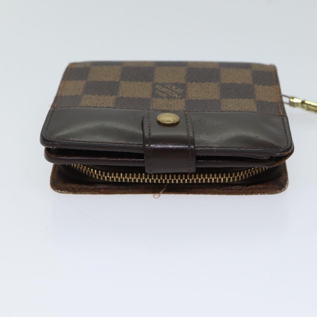 LOUIS VUITTON Damier Ebene Compact Zip Wallet N61668 LV Auth 70692