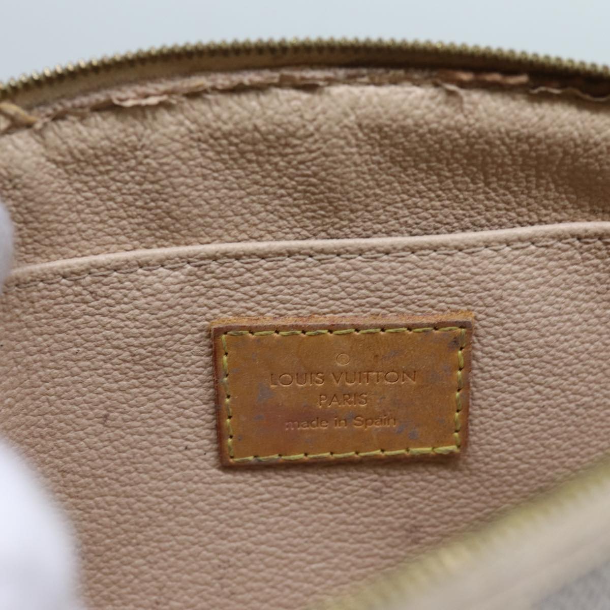 LOUIS VUITTON Damier Azur Pochette Cosmetic PM Pouch N60024 LV Auth 70722