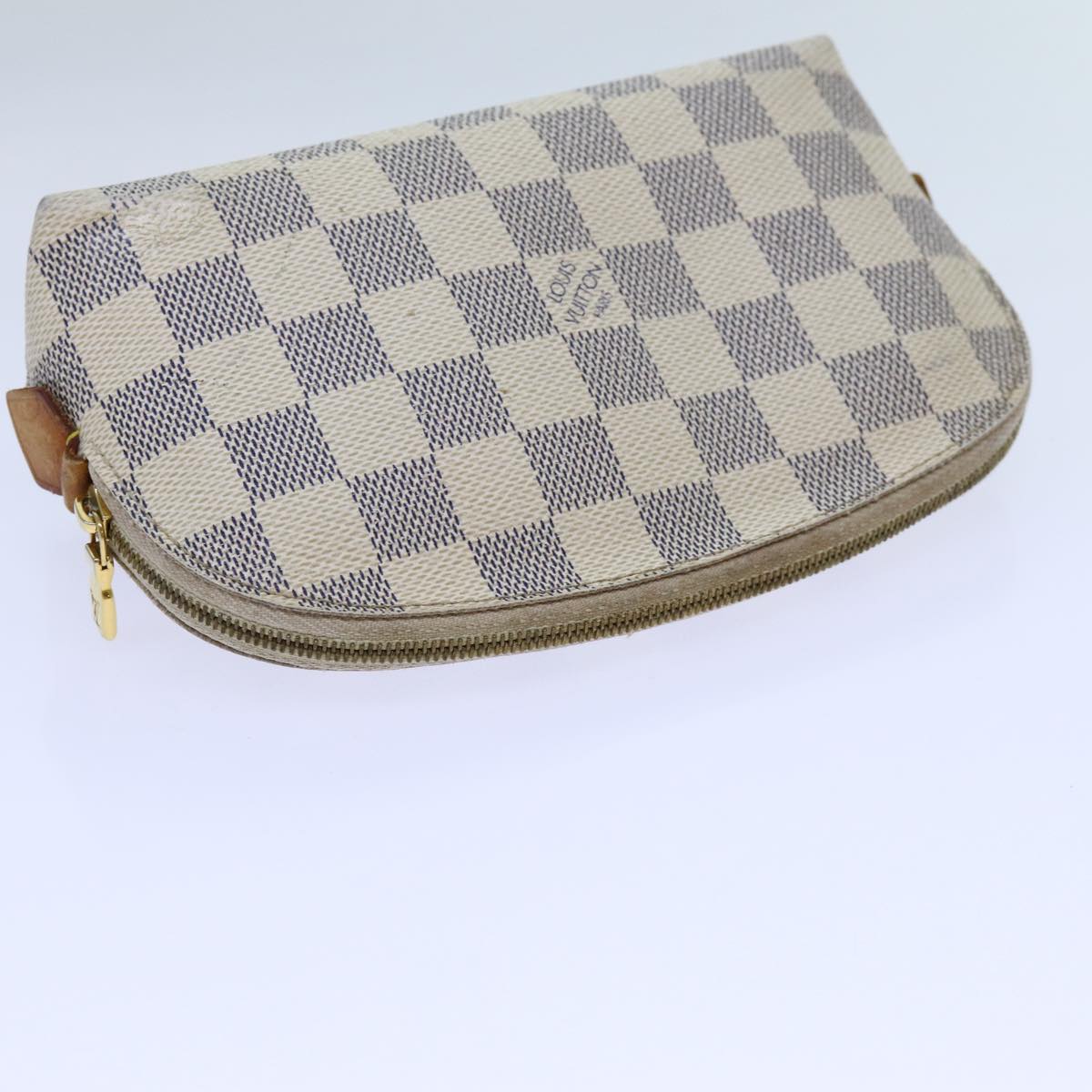 LOUIS VUITTON Damier Azur Pochette Cosmetic PM Pouch N60024 LV Auth 70722
