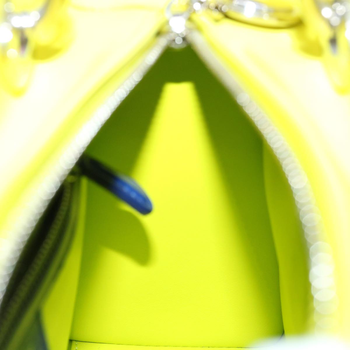 Christian Dior Lady Dior Canage Hand Bag Lamb Skin Blue Pink Auth 70762SV