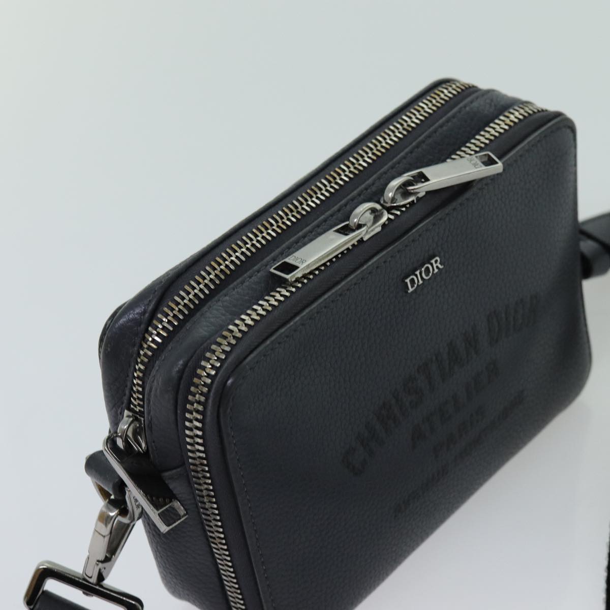 Christian Dior Shoulder Bag Leather Gray Auth 70772M