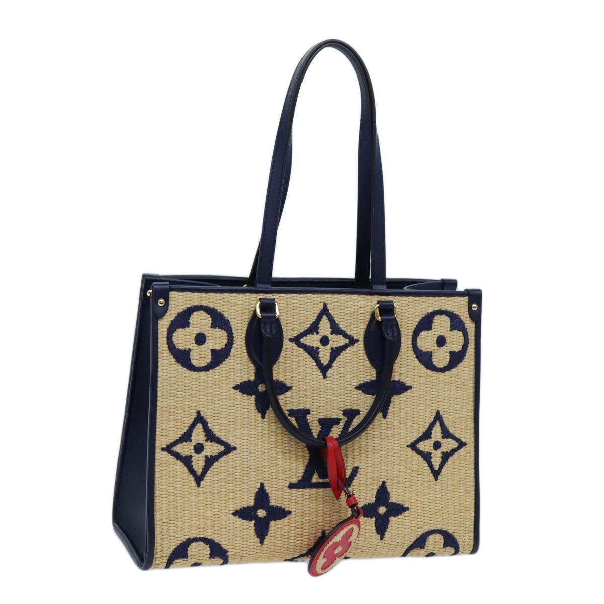 LOUIS VUITTON Monogram Raffia On The Go MM Bag 2way Beige M57723 LV Auth 70773S