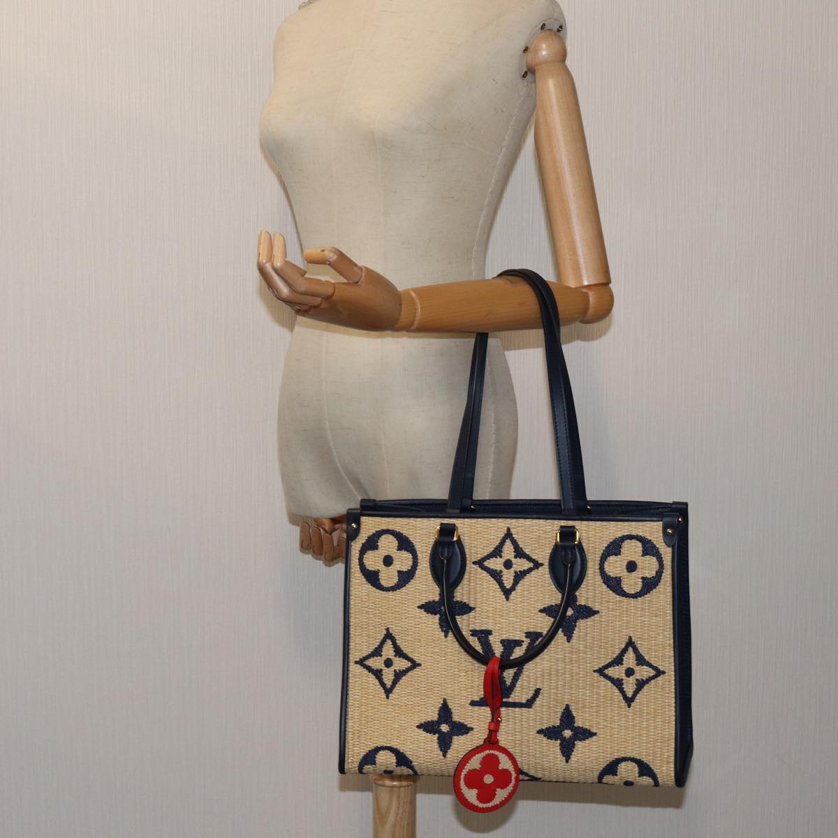 LOUIS VUITTON Monogram Raffia On The Go MM Bag 2way Beige M57723 LV Auth 70773S